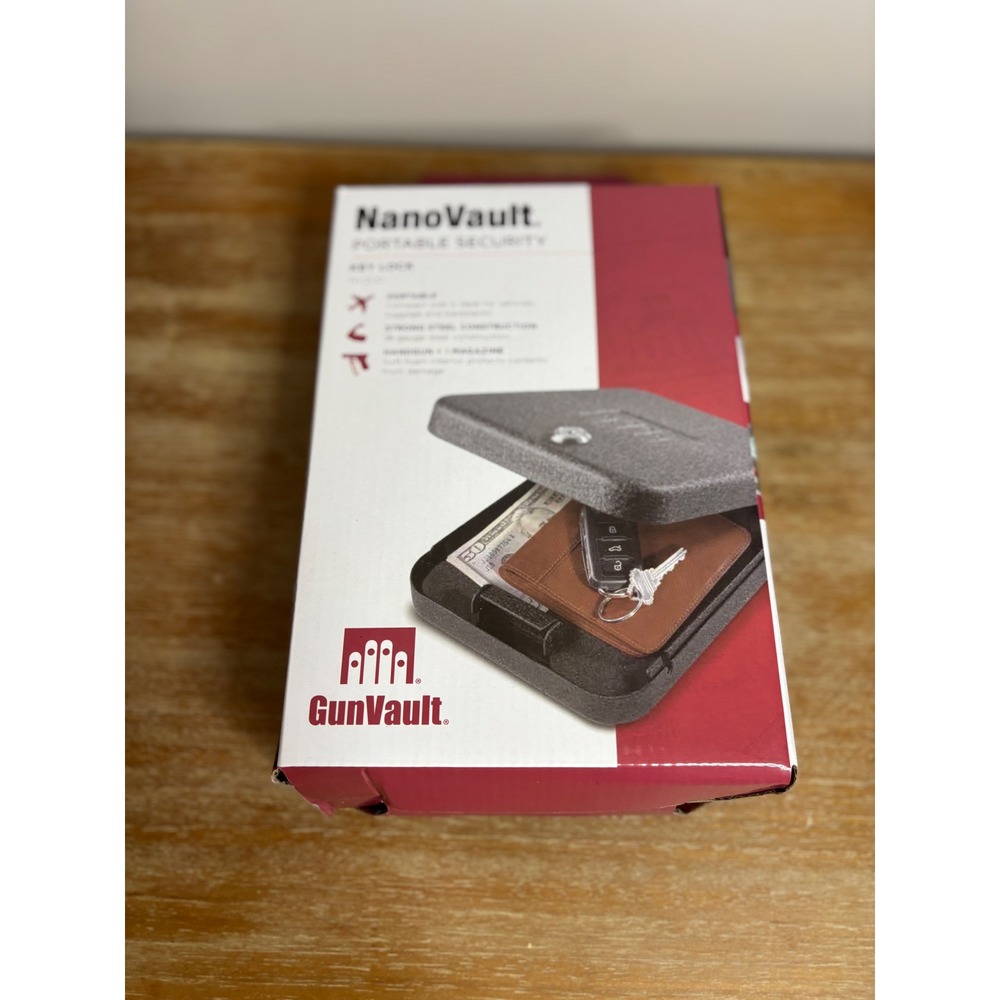 GunVault NanoVault NV200 Portable Security Safe Key Lock 18-Gauge Steel Black